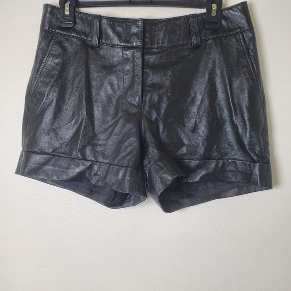 Cache Vintage 90s Y2K Women's Black Cuffed Leather Mini Shorts Size 4 - Picture 10 of 10